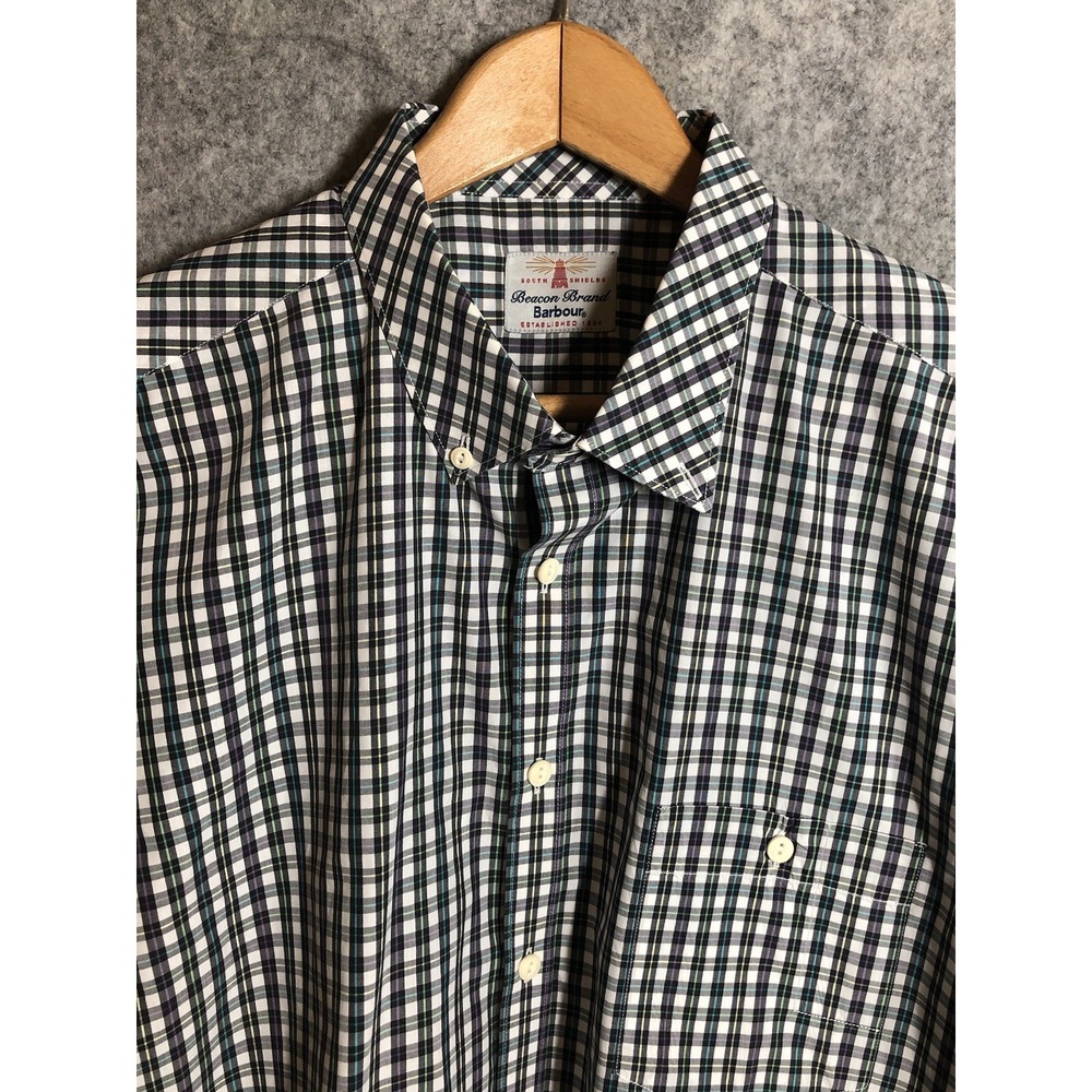 Barbour Shirt Mens Large Black Check South Shields Beacon Brand Casual Career